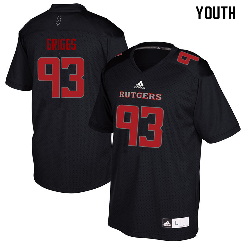 Youth #93 Jason Griggs Rutgers Scarlet Knights College Football Jerseys Sale-Black